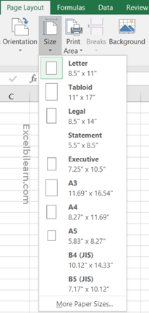 تعیین اندازه صفحه/تنظیمات پرینت در اکسل