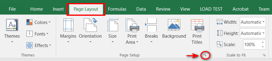 page setup/تنظیمات پرینت (چاپ) در اکسل