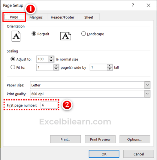 شروع شماره صفحه از عدد دلخواه /تنظیمات پرینت در اکسل